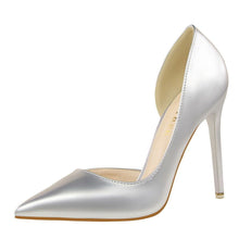 Load image into Gallery viewer, Womens Pumps Shoes Dorsay High Heels Pointed Toe Patent Leather