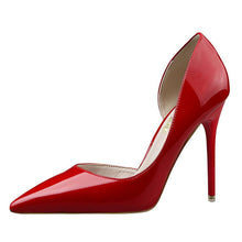 Load image into Gallery viewer, Womens Pumps Shoes Dorsay High Heels Pointed Toe Patent Leather