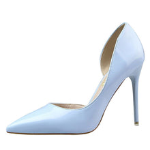 Load image into Gallery viewer, Womens Pumps Shoes Dorsay High Heels Pointed Toe Patent Leather