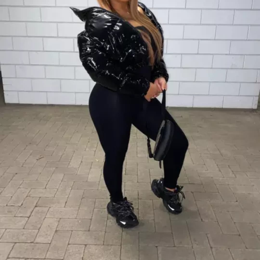 Shiny bubble crop jacket